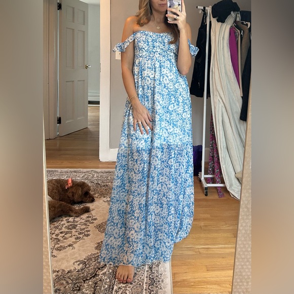Maternity Blue Floral Maxi Dress - Picture 3 of 3